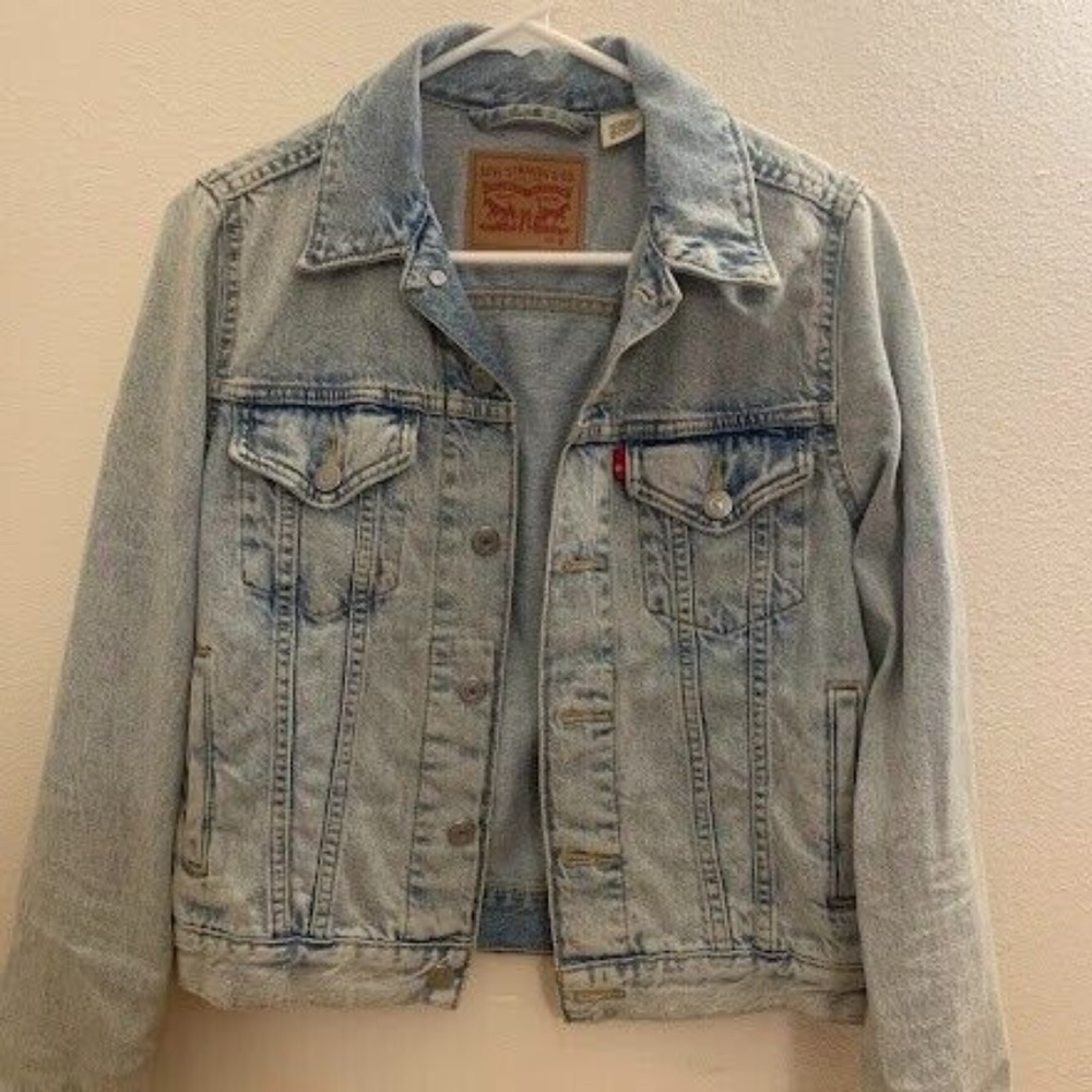 Levis Fitted Jean Jacket Denim Light Acid Wash Small Womens